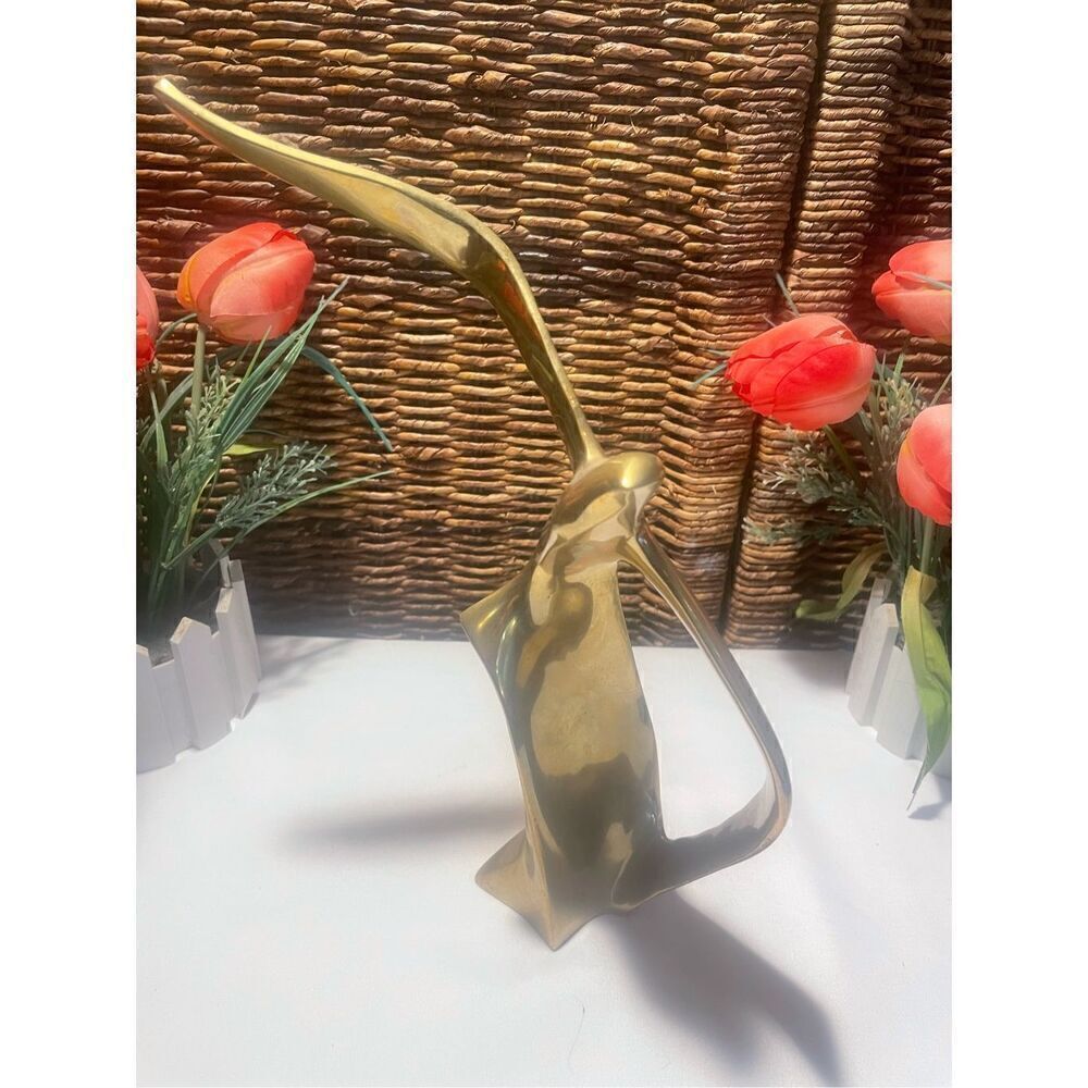 Mid Century Art Deco Bird in Flight Brass Sculpture-RARE